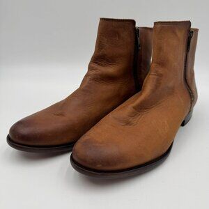 Frye Carly Zip Chelsea Brown Leather Boots Womens Size 9B